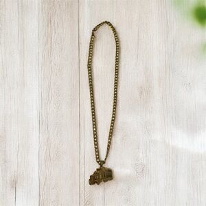 Gold-Tone Truck Pendant Chain Necklace